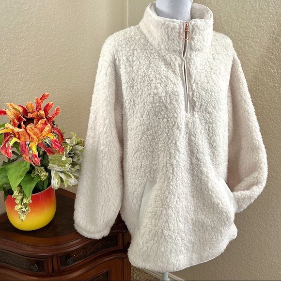 Adrienne Vittadini Sport Teddy Quarter ZIP Pullover Jacket - Picture 3 of 11